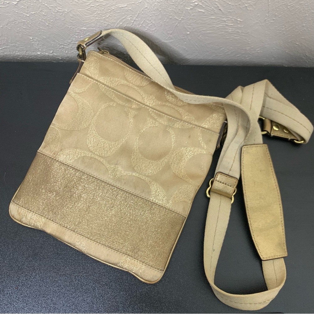 Coach Gold Shimmer‎ Metallic Studded Crossbody Bag